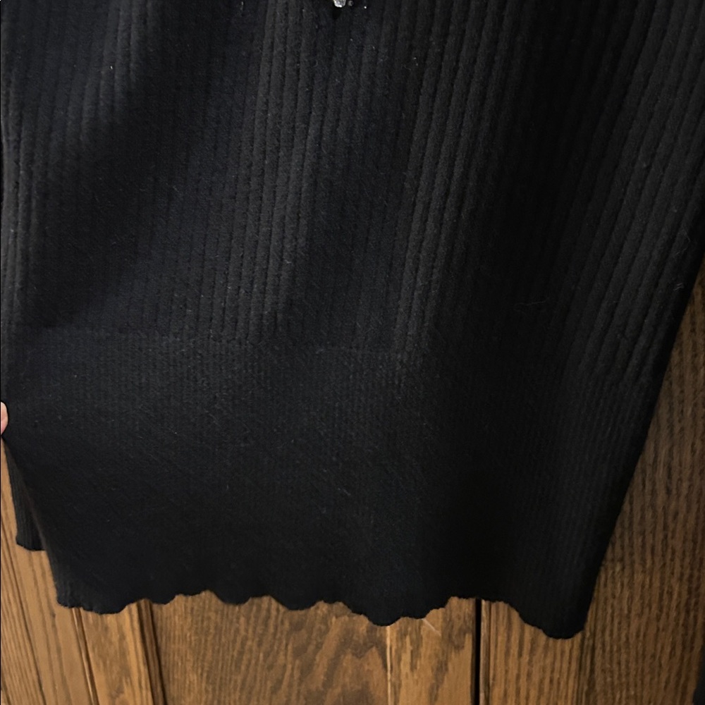 Vintage GAP Angora Henley Sweater‎ Womens Black Ribbed Beaded Cotton Wool Large - Picture 5 of 6